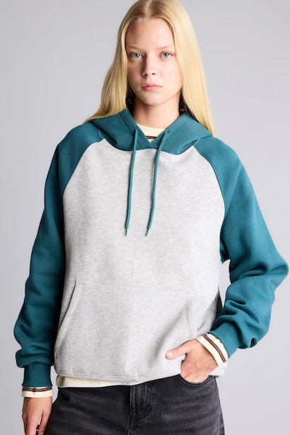 Oversize Kapüşonlu Reglan Kol Basic Sweatshirt