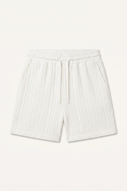 Relax Fit Knit Texture Denim Shorts