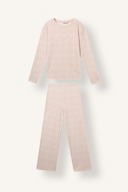 Woman 2 piece Regular Fit Floral Elastic Band Knitted Pyjamas