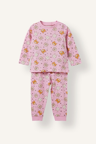 Desenli 2'li Pijama Takımı Kız Bebek