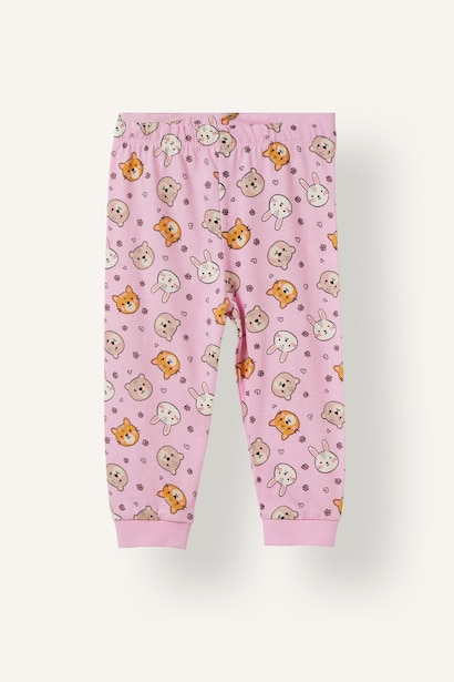 Desenli 2'li Pijama Takımı Kız Bebek
