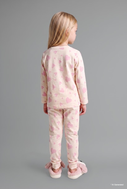 Baby Girl 100% Cotton Printed Long Sleeve Top and Pants 2-Piece Pyjama Set
