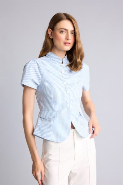 Slim Fit Poplin Short Sleeve Shirt