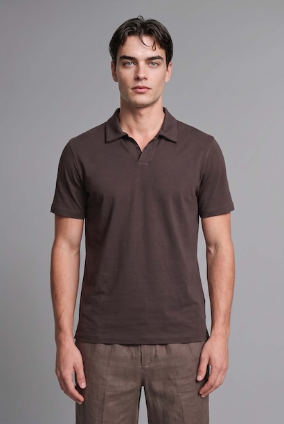 Regular Fit Açık Yaka Polo Tişört
