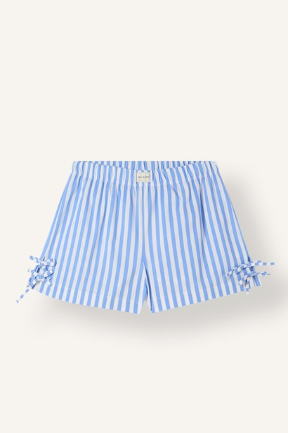 Regular Fit Çizgili Poplin Şort Pijama Alt