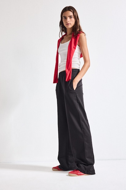 Straight Fit Thin Sweatshirt Fabric Trousers