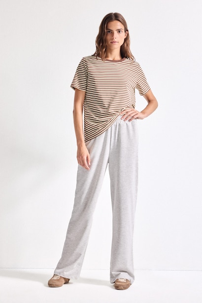 Straight Fit Thin Sweatshirt Fabric Trousers