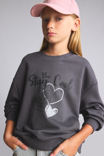 Girl Relaxed Fit Crew-Neck Printed Sweatshirt