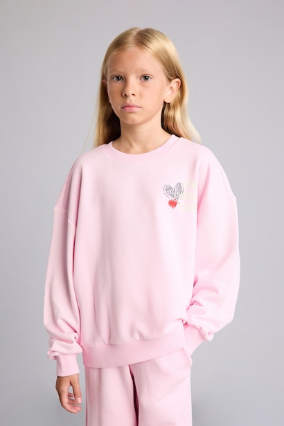 Relax Fit Sırt Baskılı Sweatshirt Kız Çocuk