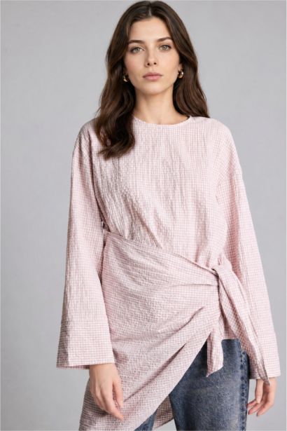 Regular Fit Crinkle Fabric Long Sleeve Tunic