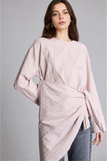 Regular Fit Crinkle Fabric Long Sleeve Tunic