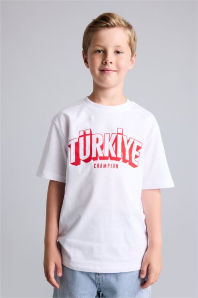 Bisiklet Yaka Türkiye Baskılı Tişört Erkek Çocuk