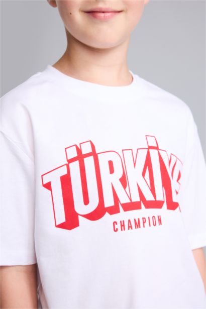 Bisiklet Yaka Türkiye Baskılı Tişört Erkek Çocuk