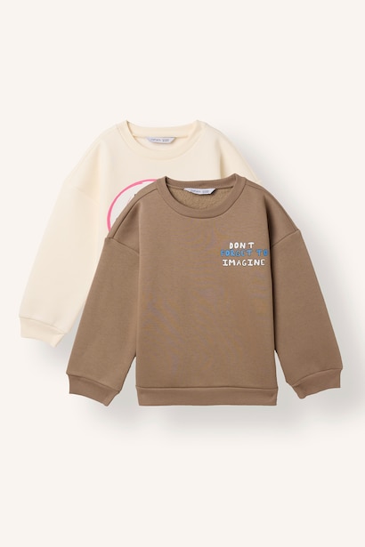 Oversize Baskılı 2'li Sweatshirt Erkek Bebek
