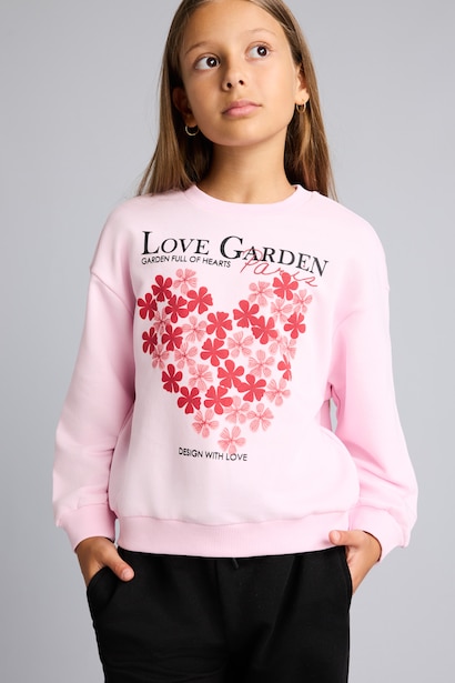 Relax Fıt Desenli Sweatshirt Kız Çocuk