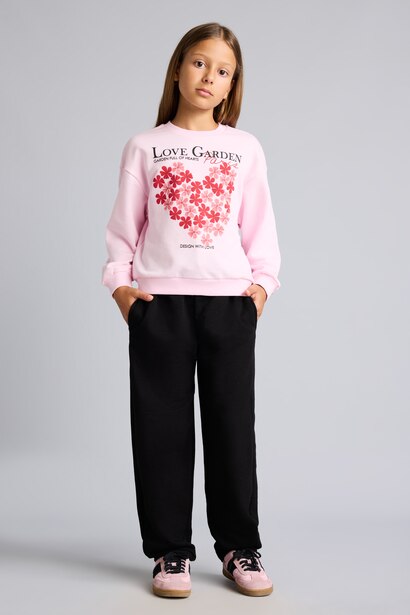 Relax Fıt Desenli Sweatshirt Kız Çocuk