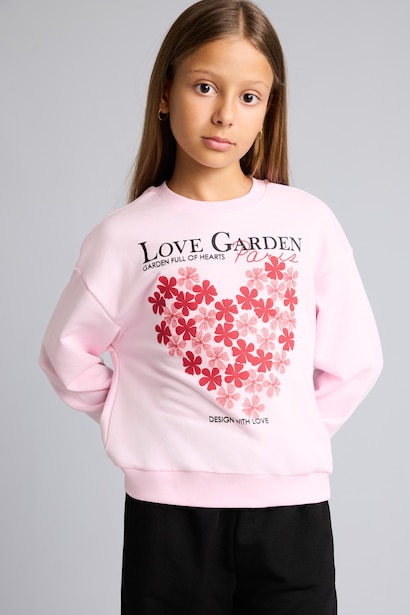 Relax Fıt Desenli Sweatshirt Kız Çocuk