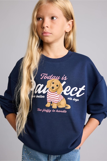 Relax Fit Animal Crew Neck Sweatshirt