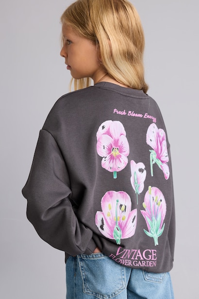 Relax Fit Floral Crew Neck Sweatshirt