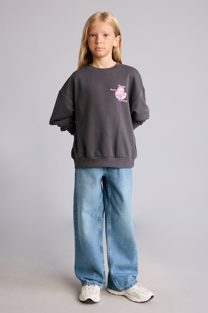 Relax Fit Floral Crew Neck Sweatshirt