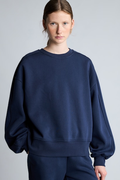Sweatshirt oversize uni épais à col rond