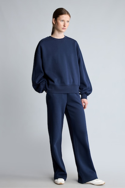 Sweatshirt oversize uni épais à col rond