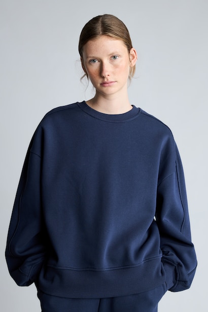 Sweatshirt oversize uni épais à col rond