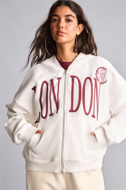 Oversize Fit Thick Sweatshirt Fabric Cardigan