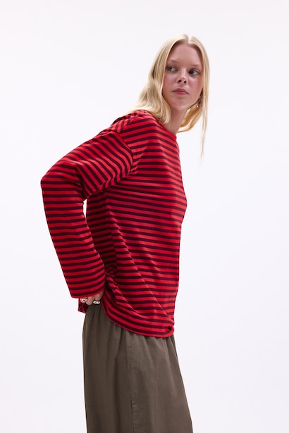 100% Cotton Oversize Fit Crew Neck Jersey Long Sleeve T-Shirt