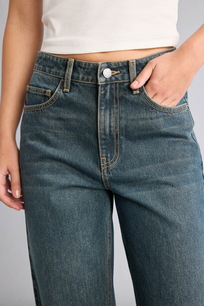 Straight Wide Yüksek Bel Jean