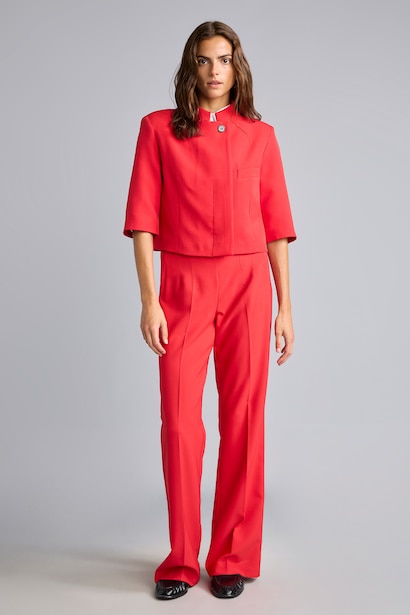 Cropped Fit Dik Yaka Ceket