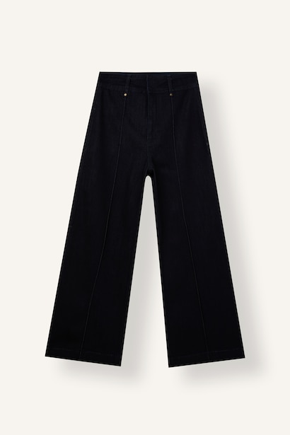 High Waist Wide Leg Culotte Jeans