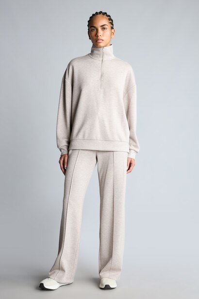 Oversize Yarım Fermuarlı Modal Basic Sweatshirt