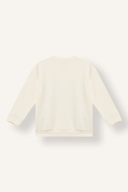 %100 Pamuk Ayıcıklı Baskılı Oversize Sweatshirt Erkek Bebek