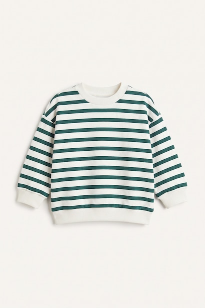 Oversize Çizgili Sweatshirt Erkek Bebek
