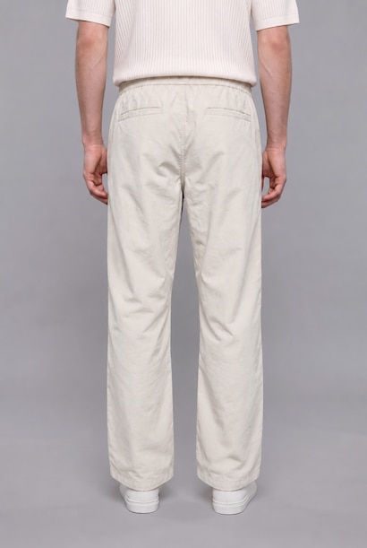 100% Cotton Baggy Fit Elastic Tie Waist White Trousers
