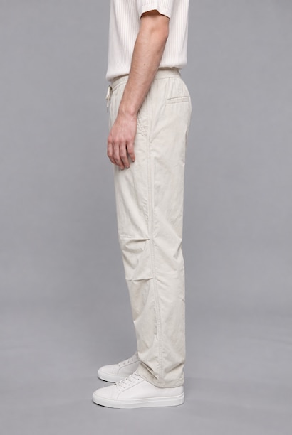 100% Cotton Baggy Fit Elastic Tie Waist White Trousers