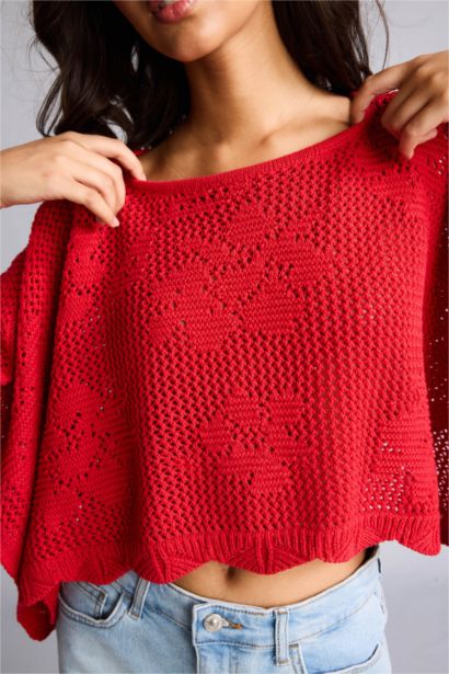 Oversize Kayık Yaka Panço