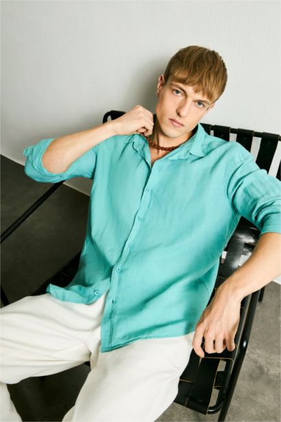 Linen Blended Long Sleeve Shirt