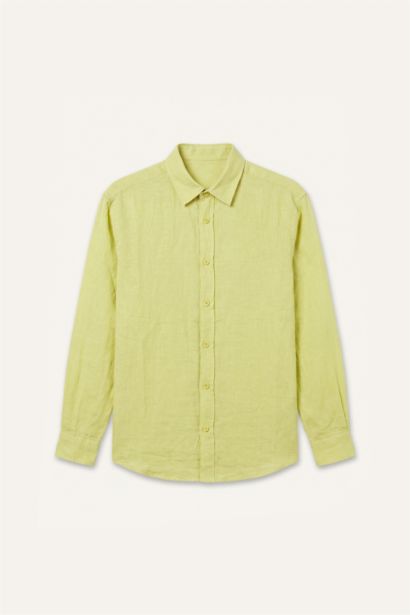 Relaxed Fit Uzun Kollu Keten Karışımlı Gömlek