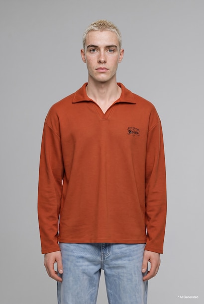 Boxy Fit Pique Sweatshirt