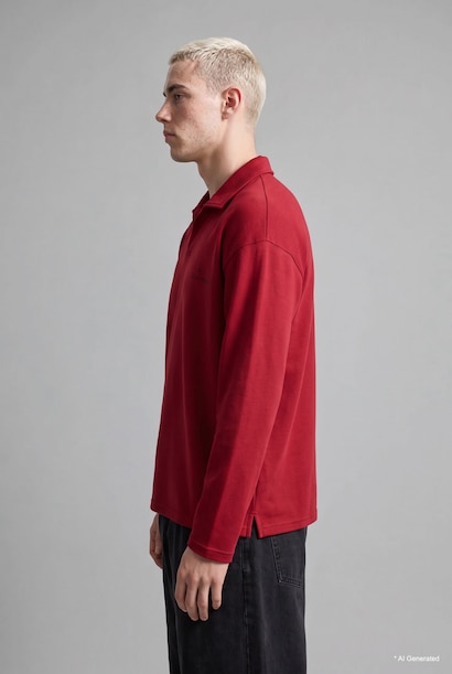 Boxy Fit Pique Sweatshirt