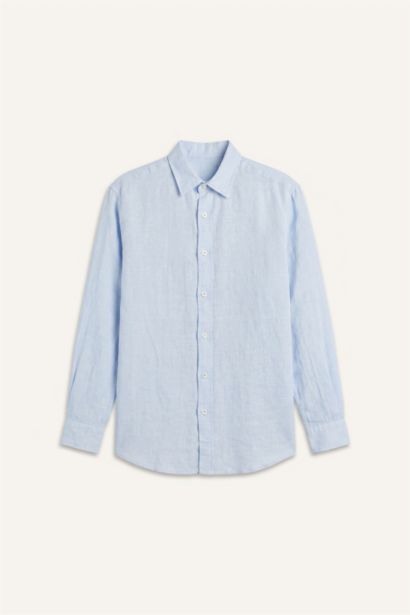 Relax Fit Linen Blended Long Sleeve Shirt