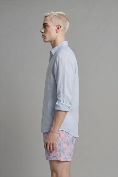 Relax Fit Linen Blended Long Sleeve Shirt