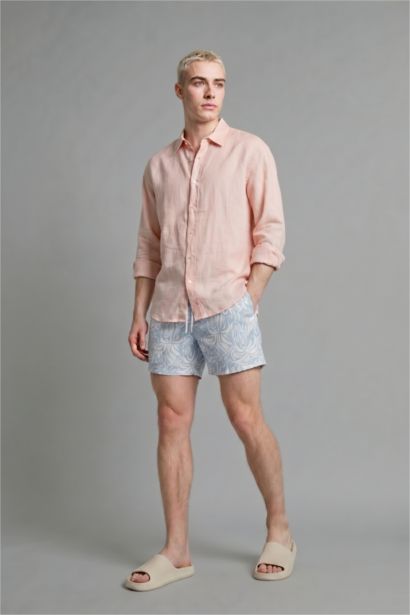 Relax Fit Linen Blended Long Sleeve Shirt