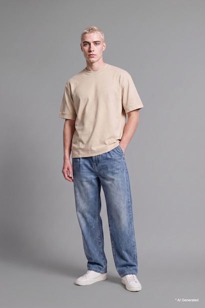 100% Cotton High Waist Wide Leg Trousers