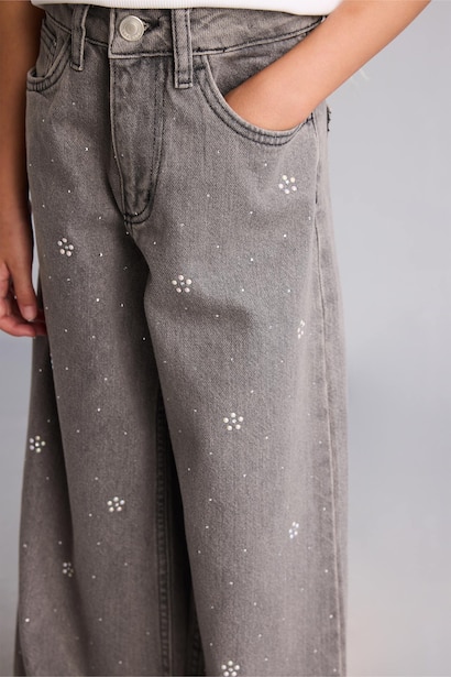 90's Wide Leg Desenli Pantolon Kız Çocuk