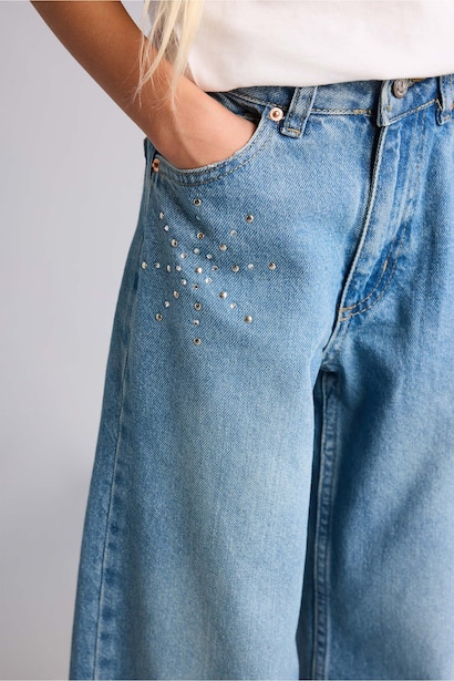 Straight Wide Jean Pantolon Kız Çocuk