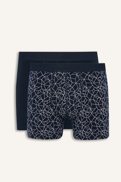 Regular Fit Geometrik Desenli 2'li Boxer