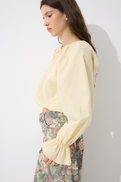 Crop Poplin Basic Bluz